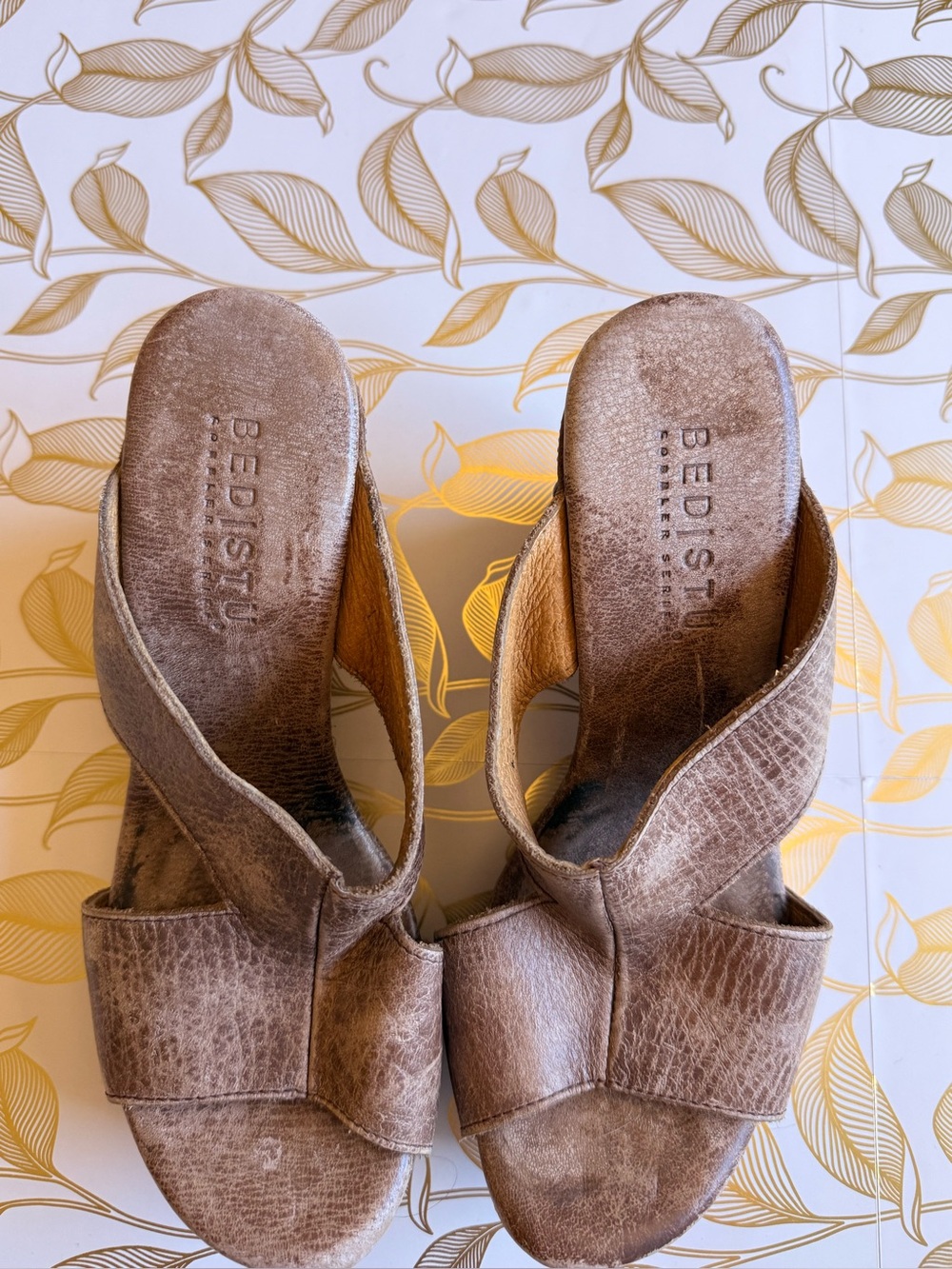 Bedstu Brown Leather Crossover Wedge Sandals size 6 - Picture 7 of 8